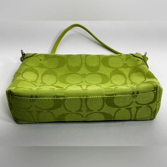 Coach Signature Lime Green Mini Convertible Shoulder/Wristlet bag - Picture 8 of 16